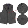 image:imageGioberti Mens 5 Button Tailored Collar Formal Herringbone Tweed Suit Vest10  Barleycorn Dark Gray
