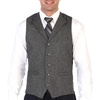 image:imageGioberti Mens 5 Button Tailored Collar Formal Herringbone Tweed Suit Vest10  Barleycorn Dark Gray