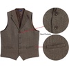 image:imageGioberti Mens 5 Button Tailored Collar Formal Herringbone Tweed Suit Vest11  Khaki Herringbone