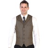 image:imageGioberti Mens 5 Button Tailored Collar Formal Herringbone Tweed Suit Vest11  Khaki Herringbone