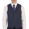 image:imageGioberti Mens 5 Button Tailored Collar Formal Herringbone Tweed Suit Vest23  Navy Gridwork