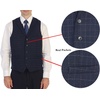 image:imageGioberti Mens 5 Button Tailored Collar Formal Herringbone Tweed Suit Vest23  Navy Gridwork