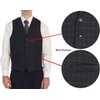 image:imageGioberti Mens 5 Button Tailored Collar Formal Herringbone Tweed Suit Vest24  Charcoal Gridwork