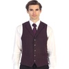 image:imageGioberti Mens 5 Button Tailored Collar Formal Herringbone Tweed Suit Vest25  Maroon Gridwork