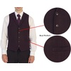 image:imageGioberti Mens 5 Button Tailored Collar Formal Herringbone Tweed Suit Vest25  Maroon Gridwork