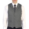 image:imageGioberti Mens 5 Button Tailored Collar Formal Herringbone Tweed Suit Vest26  Gray Herringbone