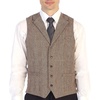image:imageGioberti Mens 5 Button Tailored Collar Formal Herringbone Tweed Suit Vest32  Umber Checked