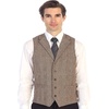 image:imageGioberti Mens 5 Button Tailored Collar Formal Herringbone Tweed Suit Vest32  Umber Checked