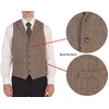 image:imageGioberti Mens 5 Button Tailored Collar Formal Herringbone Tweed Suit Vest32  Umber Checked