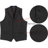 image:imageGioberti Mens 5 Button Tailored Collar Formal Herringbone Tweed Suit Vest47  Charcoal Herringbone