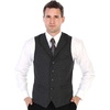 image:imageGioberti Mens 5 Button Tailored Collar Formal Herringbone Tweed Suit Vest47  Charcoal Herringbone