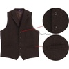 image:imageGioberti Mens 5 Button Tailored Collar Formal Herringbone Tweed Suit Vest48  Brown Herringbone