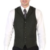 image:imageGioberti Mens 5 Button Tailored Collar Formal Herringbone Tweed Suit Vest49  Olive Herringbone