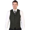 image:imageGioberti Mens 5 Button Tailored Collar Formal Herringbone Tweed Suit Vest49  Olive Herringbone