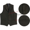 image:imageGioberti Mens 5 Button Tailored Collar Formal Herringbone Tweed Suit Vest49  Olive Herringbone