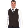 image:imageGioberti Mens 5 Button Tailored Collar Formal Herringbone Tweed Suit Vest53  Dark Brown Herringbone