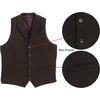 image:imageGioberti Mens 5 Button Tailored Collar Formal Herringbone Tweed Suit Vest53  Dark Brown Herringbone