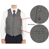 image:imageGioberti Mens 6 Button Formal Herringbone Tweed Vest10  Barleycorn Gray