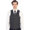 image:imageGioberti Mens 6 Button Formal Herringbone Tweed Vest12  Barleycorn Charcoal