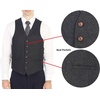 image:imageGioberti Mens 6 Button Formal Herringbone Tweed Vest12  Barleycorn Charcoal