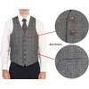 image:imageGioberti Mens 6 Button Formal Herringbone Tweed Vest17  Checked Charcoal  Tan