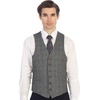 image:imageGioberti Mens 6 Button Formal Herringbone Tweed Vest17  Checked Charcoal  Tan