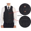image:imageGioberti Mens 6 Button Formal Herringbone Tweed Vest18  Donegal Black  Silver