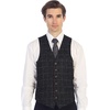 image:imageGioberti Mens 6 Button Formal Herringbone Tweed Vest18  Donegal Black  Silver