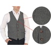 image:imageGioberti Mens 6 Button Formal Herringbone Tweed Vest2  Herringbone Gray