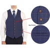 image:imageGioberti Mens 6 Button Formal Herringbone Tweed Vest21  Gridwork Blue