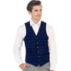 image:imageGioberti Mens 6 Button Formal Herringbone Tweed Vest3  Plaid Navy