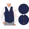 image:imageGioberti Mens 6 Button Formal Herringbone Tweed Vest3  Plaid Navy