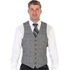 image:imageGioberti Mens 6 Button Formal Herringbone Tweed Vest39  Check Plaid Gray
