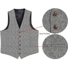 image:imageGioberti Mens 6 Button Formal Herringbone Tweed Vest39  Check Plaid Gray