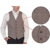 image:imageGioberti Mens 6 Button Formal Herringbone Tweed Vest4  Checkered Brown