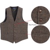 image:imageGioberti Mens 6 Button Formal Herringbone Tweed Vest40  Check Plaid Brown