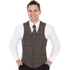 image:imageGioberti Mens 6 Button Formal Herringbone Tweed Vest40  Check Plaid Brown