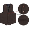image:imageGioberti Mens 6 Button Formal Herringbone Tweed Vest48  Herringbone Dark Brown
