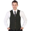 image:imageGioberti Mens 6 Button Formal Herringbone Tweed Vest49  Herringbone Olive
