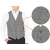 image:imageGioberti Mens 6 Button Formal Herringbone Tweed Vest6  Checkered Gray