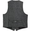 image:imageGioberti Mens 6 Button Formal Herringbone Tweed Vest95  Gray Weave