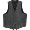 image:imageGioberti Mens 6 Button Formal Herringbone Tweed Vest95  Gray Weave