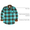 image:imageGioberti Mens Brushed Flannel 100 Cotton Plaid Checkered Shirt with Corduroy Contrast1082  Aqua  Brown  Orange