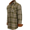 image:imageGioberti Mens Brushed Flannel 100 Cotton Plaid Checkered Shirt with Corduroy Contrast1148  Olive  White  Orange