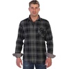 image:imageGioberti Mens Brushed Flannel 100 Cotton Plaid Checkered Shirt with Corduroy Contrast34  Charcoal  Black