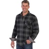 image:imageGioberti Mens Brushed Flannel 100 Cotton Plaid Checkered Shirt with Corduroy Contrast34  Charcoal  Black