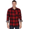 image:imageGioberti Mens Brushed Flannel 100 Cotton Plaid Checkered Shirt with Corduroy Contrast53  Black  Red Gradient