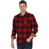 image:imageGioberti Mens Brushed Flannel 100 Cotton Plaid Checkered Shirt with Corduroy Contrast53c  Black  Red Gradient
