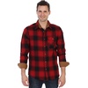 image:imageGioberti Mens Brushed Flannel 100 Cotton Plaid Checkered Shirt with Corduroy Contrast53c  Black  Red Gradient