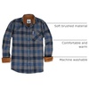 image:imageGioberti Mens Brushed Flannel 100 Cotton Plaid Checkered Shirt with Corduroy Contrast56c  Dark Blue  Gray
